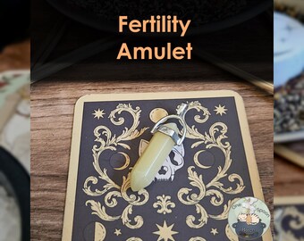 Ritually Bound Fertility Amulet - Magnet for Calming, Balance, Grounding, New Beginnings (Citrine Tower Crystal Charm Vessel)