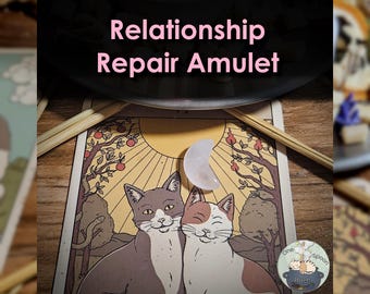 Ritually Bound Relationship Repair Amulet - Magnet for Loyalty, Communication, Forgiveness, Trust (Tiny Rose Quartz Moon Crystal Vessel)