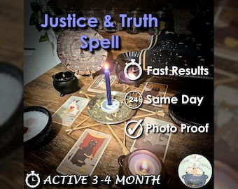 Justice and Truth Spell - SAME DAY Casting for Clarity, Victory, & Defence [Active 3-4 Month] (Tarot w/ Spell Cast)