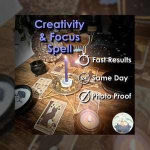 Hechizo de creatividad y concentración: lanzamiento el mismo día para motivación, energía emocional, conexión a tierra, claridad y equilibrio.
