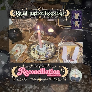 Ciondolo con pietra preziosa, ispirato alla stregoneria e alla riconciliazione, realizzato a mano e confezionato su cartoncino, in cristallo, ideale come regalo per l'altare.
