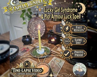 Lucky Girl Syndrome & Plot Armour Luck Spell Bundle - SAME DAY Casting for Optimism, Fortunate Timing, Resilience and Confident Choices