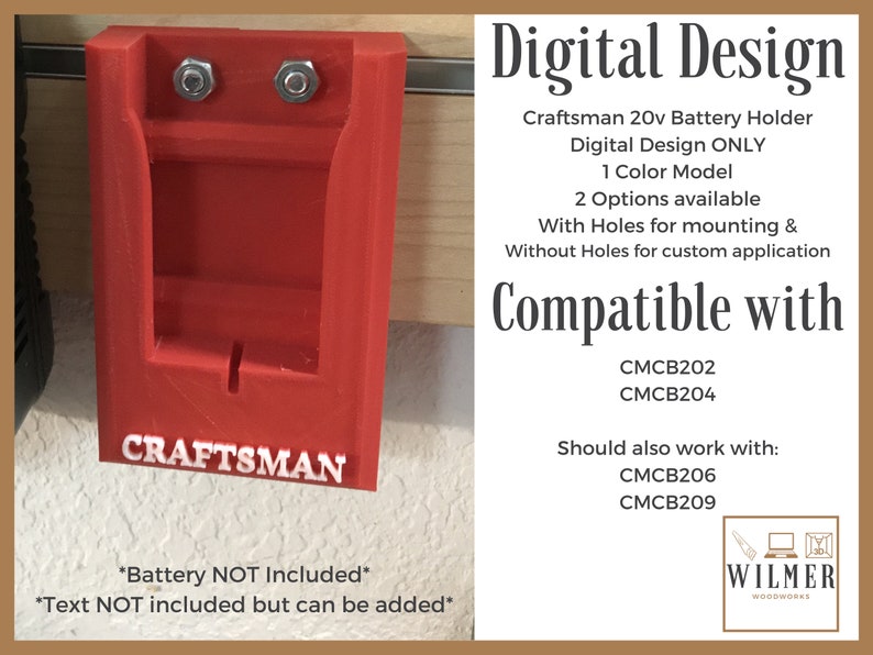 Craftsman 20v Battery Holder 3d Print File ONLY Etsy