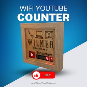 WiFi-Connected YouTube Subscriber Counter, Personalized, 5&quot;x5” Play Button