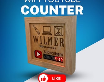 WiFi-Connected YouTube Subscriber Counter, Personalized, 5"x5” Play Button