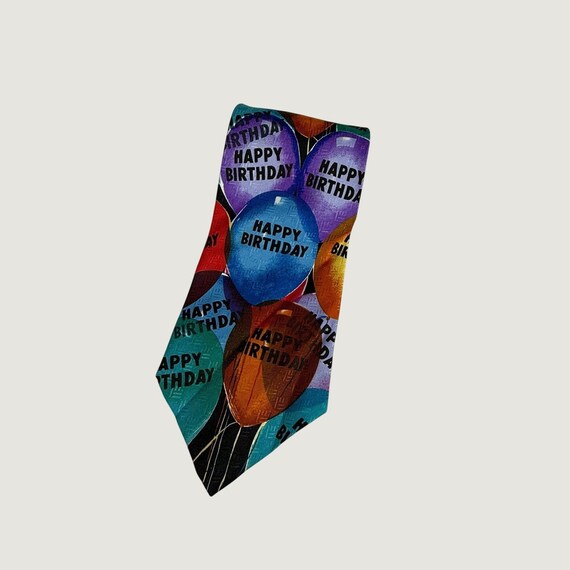 Ralph Marlin Happy Birthday Balloons Vintage 1999 Men's Necktie Multi Color