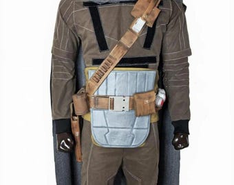 Mandalorian Flight Suit with Leather Holster Belt | Din Djarin Cosplay Costume | Star Wars Bounty Hunter Beskar Armor Outfit