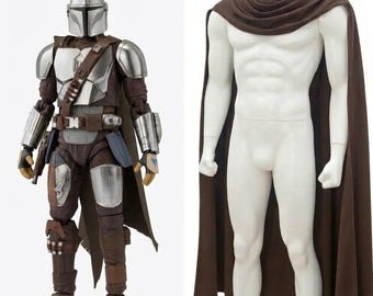 Mandaloriańska peleryna do cosplayu Din Djarina | Brązowy teksturowany płaszcz z Gwiezdnych Wojen | Niestandardowa peleryna łowcy nagród.