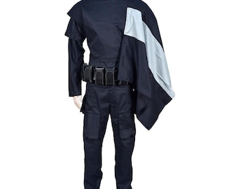 Boba Fett-inspirerad cosplay-kostym | Mandalorian-flygdräkt | Star Wars-inspirerad prisjägarejumpsuit med läderbälte
