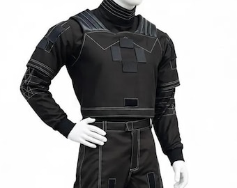 Traje de vuelo negro personalizado de 3 piezas y chaleco antibalas / Traje interior de cazarrecompensas inspirado en Star Wars / Disfraz de piloto imperial o mandaloriano para cosplay