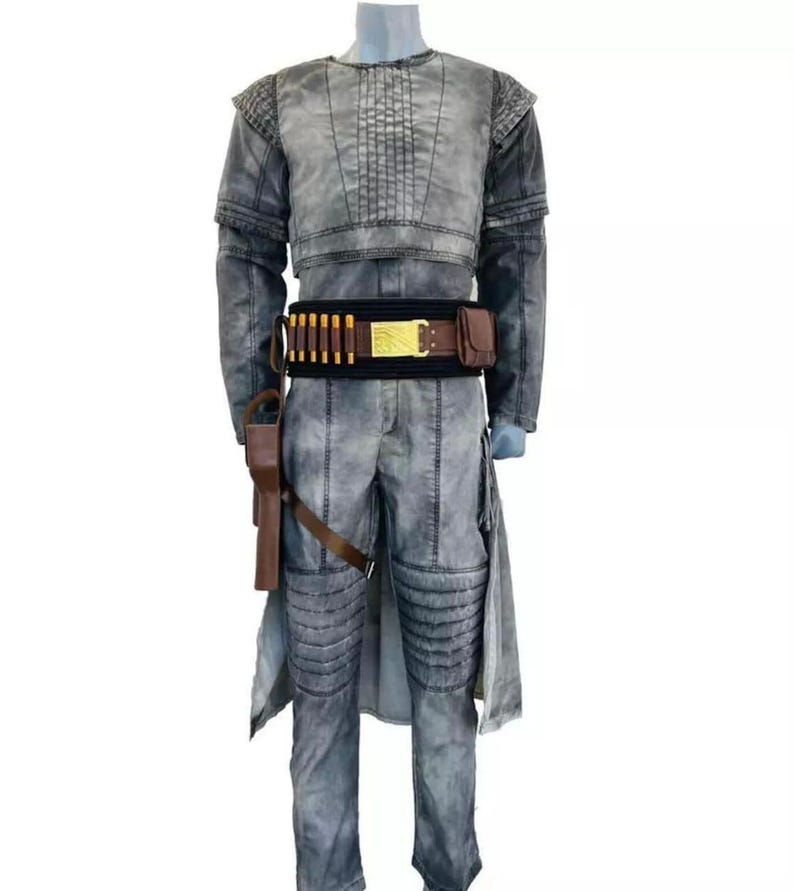 Traje de vuelo mandaloriano negro inspirado en Boba Fett con cinturón de cuero / Traje de cazarrecompensas de Star Wars imagen 1
