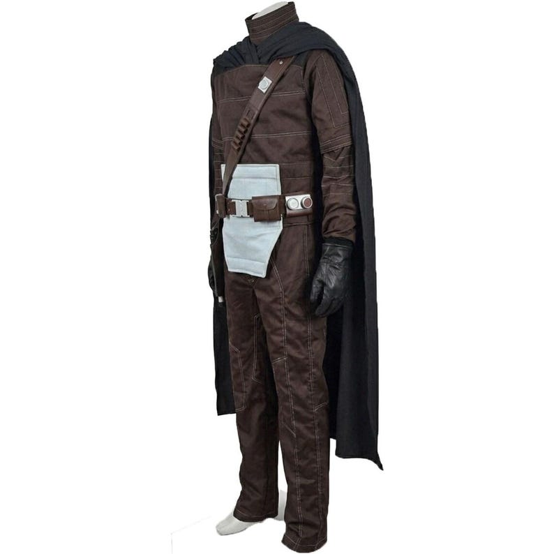 Mandalorian Brown Flight Suit Costume with Leather Holster Belt | Din Djarin Cosplay Outfit | Star Wars Inspired Bounty Hunter Suit image 4