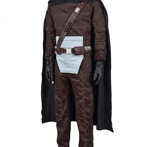 Mandalorian Brown Flight Suit Costume with Leather Holster Belt | Din Djarin Cosplay Outfit | Star Wars Inspired Bounty Hunter Suit image 3