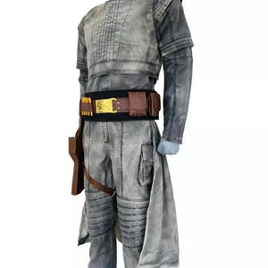 Traje de vuelo mandaloriano negro inspirado en Boba Fett con cinturón de cuero / Traje de cazarrecompensas de Star Wars imagen 2