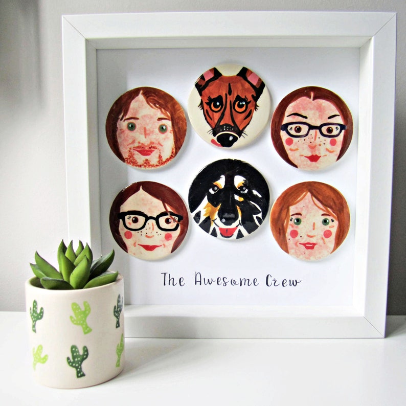 Family Portrait Ceramic Art Illustrated Portraits Ceramic Art Housewarming Gift Family Gift New Home Portraits image 8