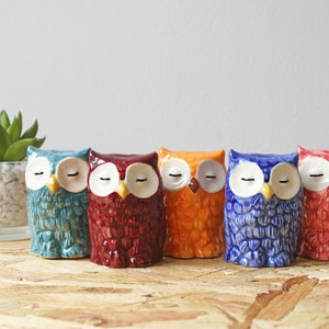 Owl Figurines Ceramic Gift Miniature Owls Owl Gift Ceramic Owls Desk Decor Gifts for Her Collectables image 5