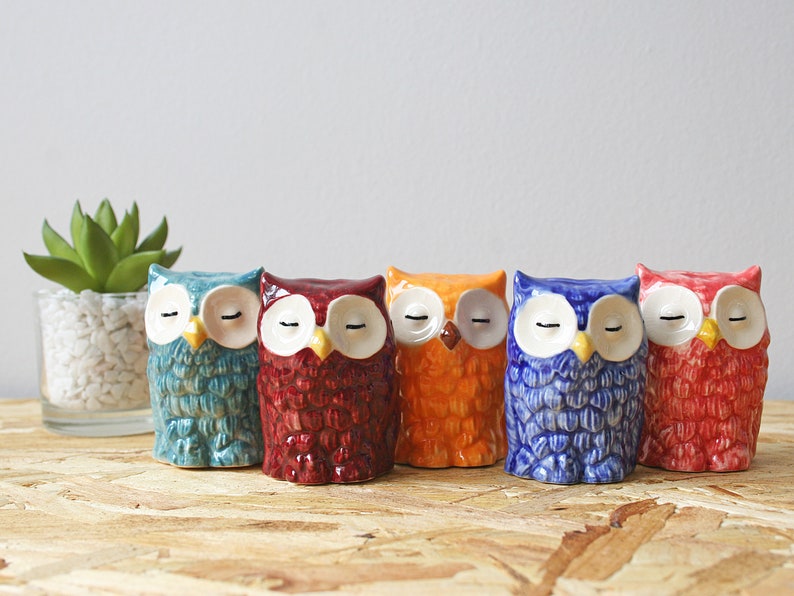 Owl Figurines Ceramic Gift Miniature Owls Owl Gift Ceramic Owls Desk Decor Gifts for Her Collectables image 5