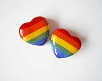 Pride Badge - Ceramic Brooch - Heart - Pride Rainbow - Pride Gift - LGBTQ Gift - Rainbow Heart - Heart Badge - Wear with Pride - Gay Pride