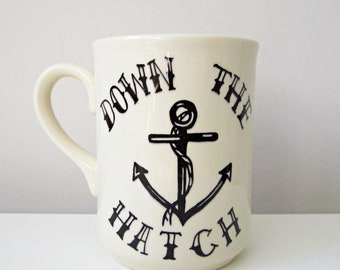 Anchor Mug - Beaker Mug - Man Mug - Ceramic Mug - Drink Container - Brew - Tea Gift - Anchor Mug - Father's Day Gift