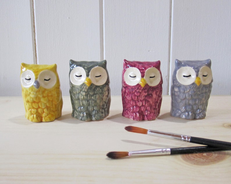Owl Figurines Ceramic Gift Miniature Owls Owl Gift Ceramic Owls Desk Decor Gifts for Her Collectables image 3