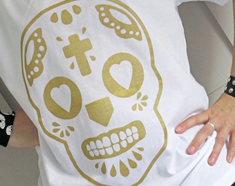 Sugar Skull T-Shirt - Day of the Dead Skull - Cool T-Shirt - Unisex - Graphic Tee - Clothing - Adult T-Shirt - Skull Print - Screen Print