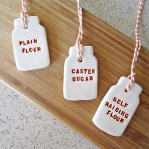 Ceramic Tags - Kitchen Accessories - Jar Labels - Label Tags -