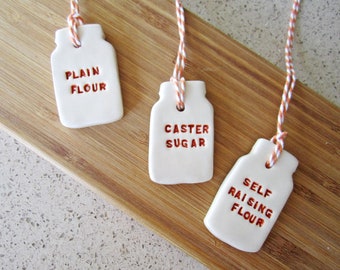 Ceramic Tags - Kitchen Accessories - Jar Labels - Label Tags -