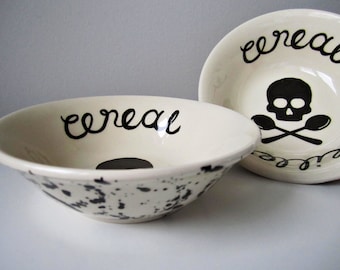 Cereal Killer Bowl - Cereal - Bowl - Kitchen Dining - Breakfast Bowl - Skull Design - Illustration Design - Ceramic Bowl