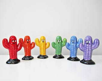 Rainbow Cacti - Mini Cacti - Pride Gifts - Ceramic Figurines - LGBTQ - Colourful Cacti - Keepsake - Best Friend Gift