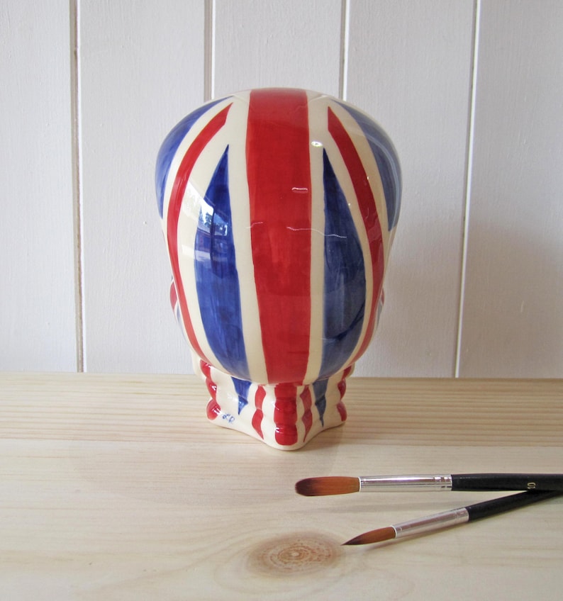Gifts for Him Union Jack British Gift Ceramic Ornament Skull Art Ceramic Skull Hand Painted Skull Union Jack Skull