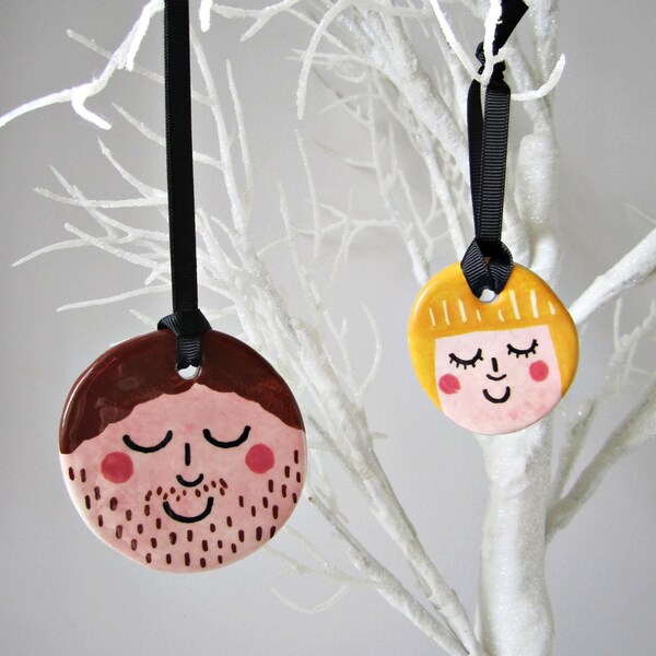 Portrait Decorations - Family Portrait - Tree Decorations - Personalised Gifts - Family Tree - Handmade - Ceramic Decor - Christmas Baubles