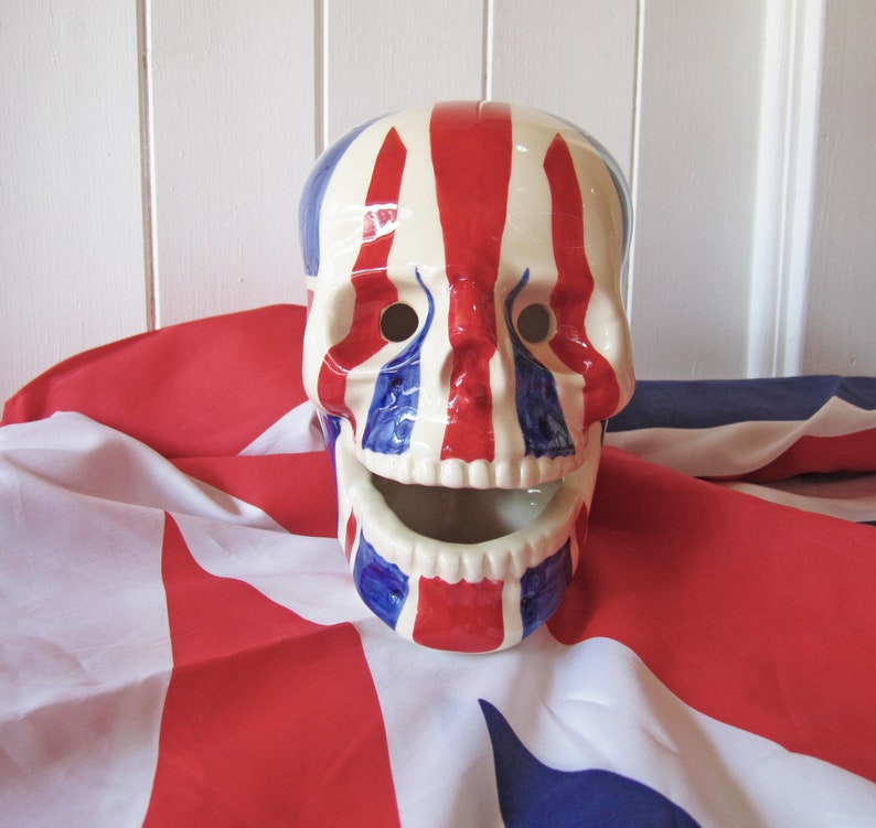 Gifts for Him Union Jack British Gift Ceramic Ornament Skull Art Ceramic Skull Hand Painted Skull Union Jack Skull