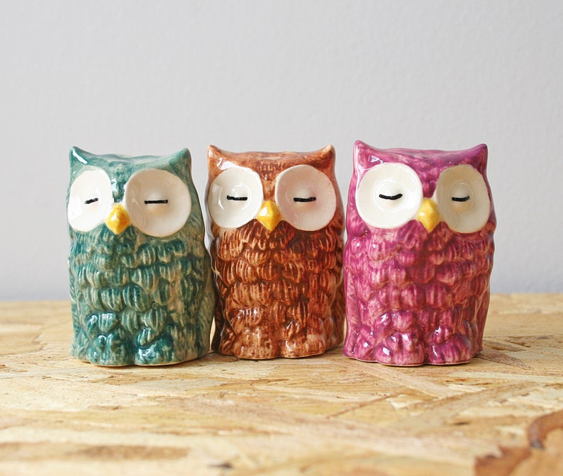 Owl Figurines Ceramic Gift Miniature Owls Owl Gift Ceramic Owls Desk Decor Gifts for Her Collectables image 2
