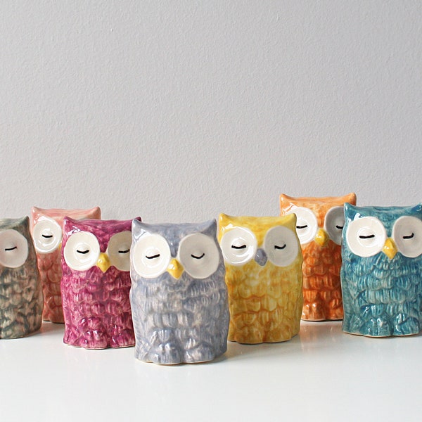 Owl Figurines - Ceramic Gift - Miniature Owls - Owl Gift - Ceramic Owls - Desk Decor - Gifts for Her - Collectables