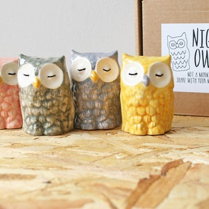 Owl Figurines Ceramic Gift Miniature Owls Owl Gift Ceramic Owls Desk Decor Gifts for Her Collectables image 4