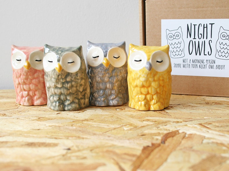 Owl Figurines Ceramic Gift Miniature Owls Owl Gift Ceramic Owls Desk Decor Gifts for Her Collectables image 4