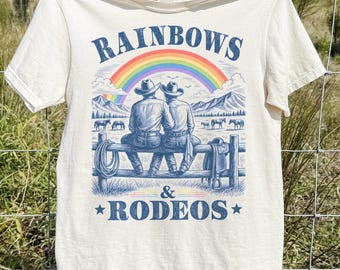 Gay Cowboy Pride T-Shirt, Western Rodeo Rainbow Tee, LGBTQ Graphic Unisex Shirt, Pride Gift, Rights Top, Rainbow Flag Equality