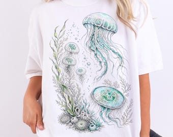 Vintage Jellyfish Ocean T-Shirt, Comfort Colors Marine Life Tee, Retro Sea Creature Aquarium Graphic Unisex Shirt, Underwater Gift
