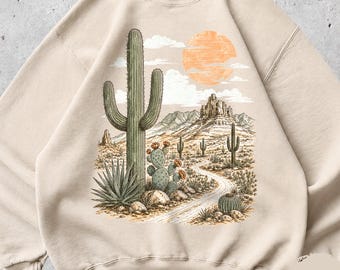 Southwest Desert Cactus T-Shirt, Comfort Colors Western Mountain Tee, Rustic Landscape Graphic Unisex Shirt, Desert Gift