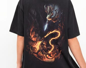 Vintage Comfort Colors Shirt, Fantasy Fire Demon Graphic Tee, Ring Inspired