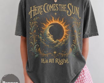 太陽と月のシャツ、天体グラフィックTシャツ、宇宙日食Tシャツ、神秘的な空のシャツ、ボヘミアン占星術ギフト