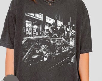Funny Gangster Cats T-Shirt, Street Cat Meme Tee, Mafia Kitty Graphic Shirt, Funny Animal Gang Tee