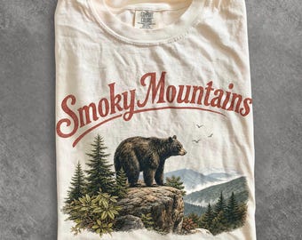 Smoky Mountains Bear Sweatshirt, Vintage 90s Appalachian Wildlife Pullover, Rustic Forest Graphic Unisex Crewneck Sweater, Cabin Gift