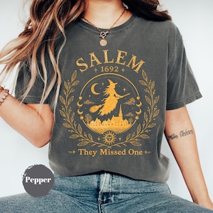 Salem De missade en t-shirt, vintage Salem häxprocesser grafisk t-shirt, Halloween häxkläder, läskig säsongspresent