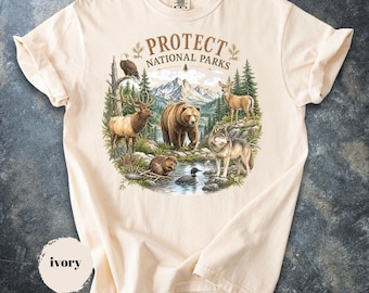 Protect National Parks T-Shirt, Vintage Nature Lover Tee, Parks Over Profits Graphic Unisex Shirt, Respect Wildlife Gift, Activist Top