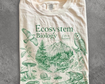 T-Shirt mit Ökosystembiologie-Motiv, Vintage-T-Shirt aus den 90ern mit Ökologie- und Naturmotiven, Unisex-Shirt mit Grafik aus den Umweltwissenschaften, Geschenk für Akademiker und Naturliebhaber