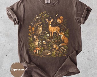 Woodland Animals T-Shirt, Vintage Forest Wildlife Tee, Cottagecore Nature Nostalgia Graphic Unisex Shirt, Retro Animal Lover Gift