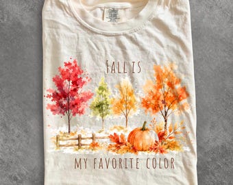 Fall Is My Favorite T-Shirt, Comfort Colors Autumn Vibes Tee, Cute Thanksgiving Graphic Unisex Shirt, Fall Lover Gift