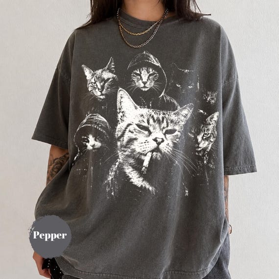 Funny Gangster Cat Shirt, Vintage Cat Graphic Tee, Meme Cat Apparel, Cat Lover Gift, Funny Cat Shirt