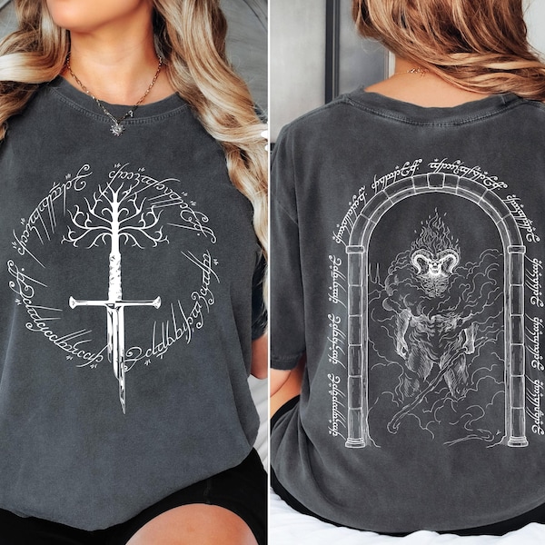 Ring Inspired Shirt, 2 Side Tee, Middle Somewhere Shirt, Dark Lord Shirt, Back and Front Tee, Broken Blade Tee Book Lover Gift
